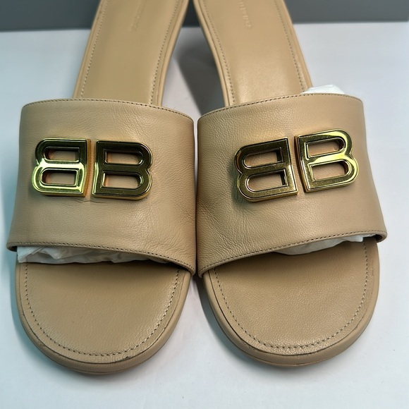 💯- New Authentic Balenciaga Beige Groupie Leather Heels - Picture 10 of 11